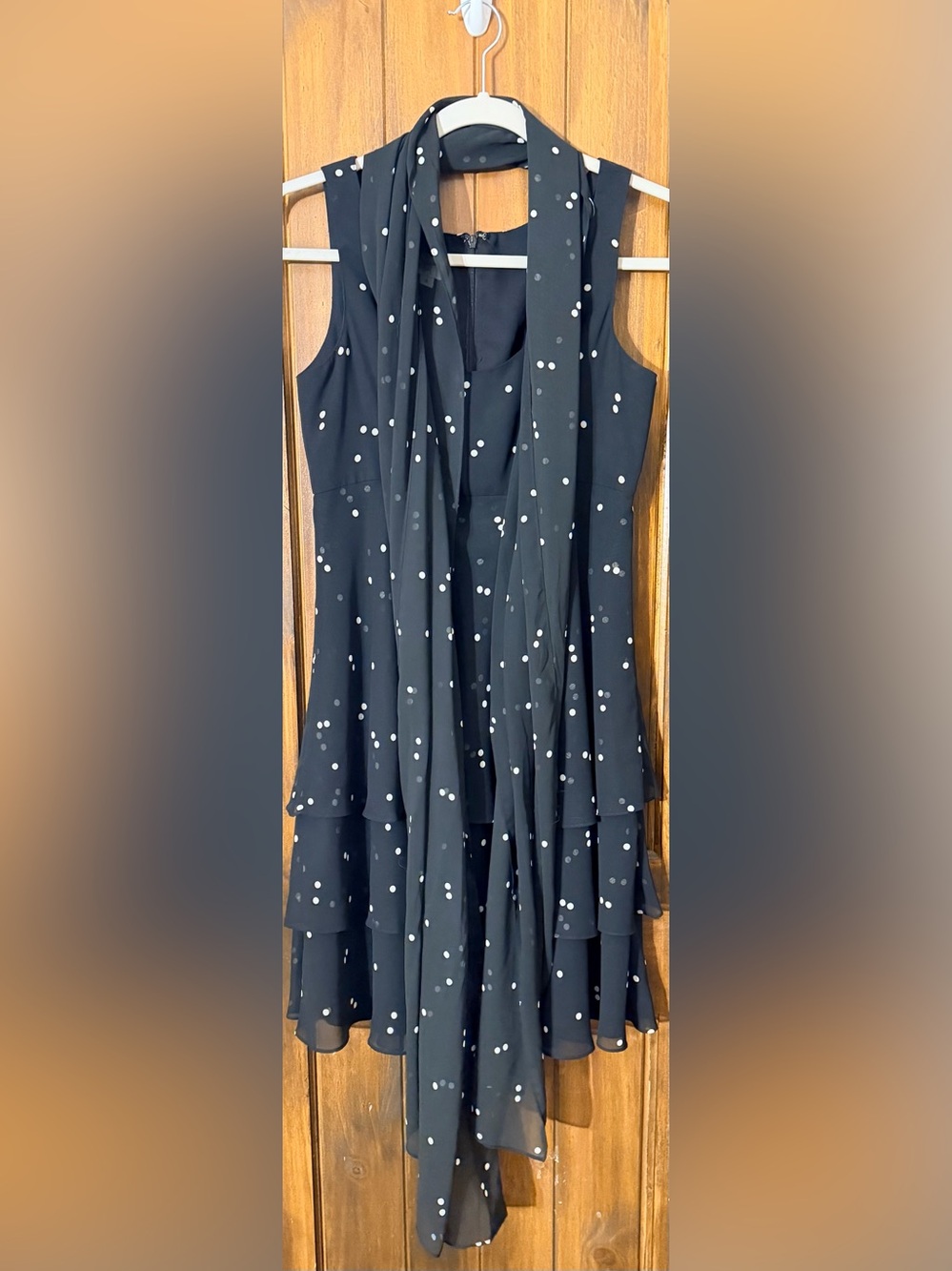 Kay Unger black polka dot dress